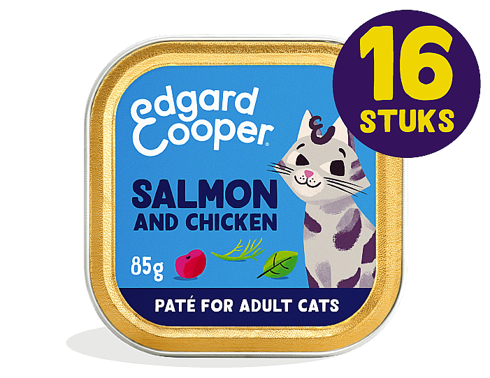 Edgard & Cooper Kuipjes Zalm en Kip Pate Adult Kat 16 x 85 gram