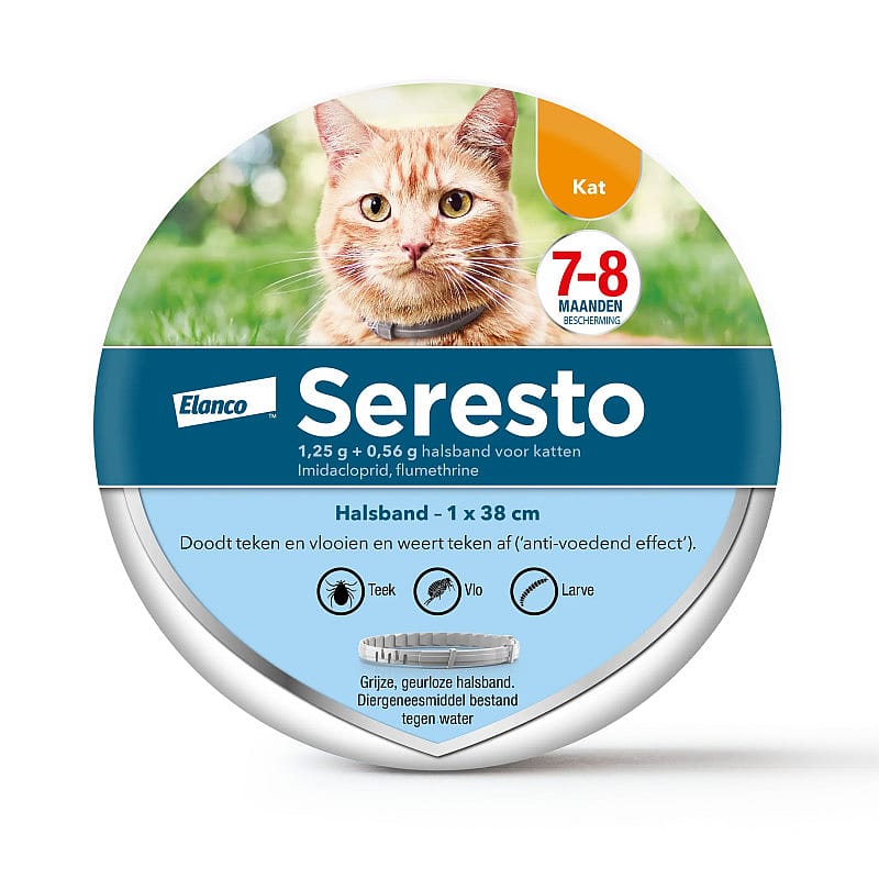 Seresto Halsband Kat: Vlooien en Teken Bescherming - 7 tot 8 maanden - Geurloos & Waterbestendig 1-pack (1 halsband)