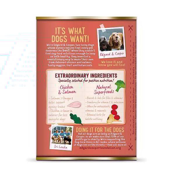 Edgard & Cooper Senior Hondenvoer Blikjes Kip en Zalm 6 x 400 gram