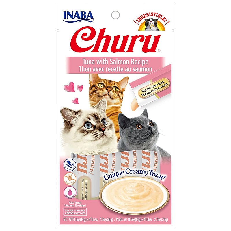 Churu Vloeibare Snacks Kat 4 stuks Tonijn en Zalm