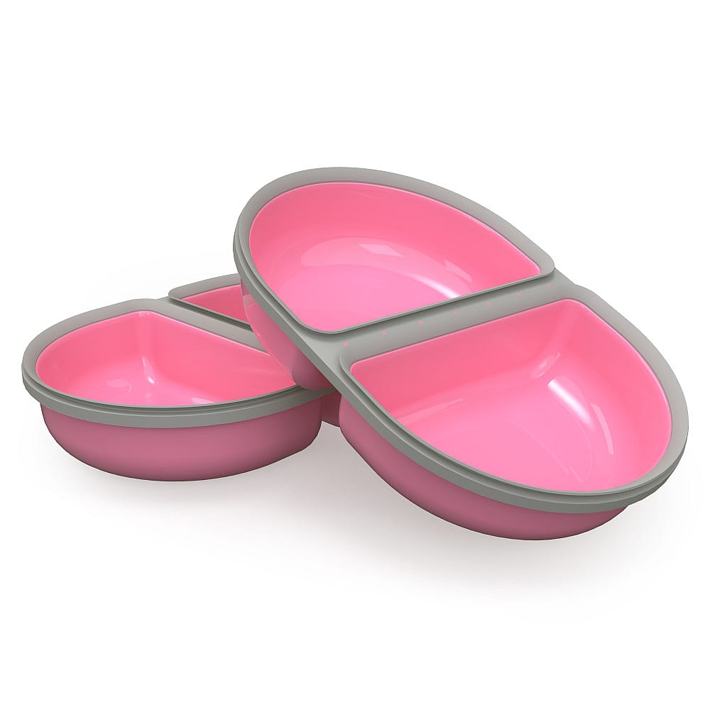 pink, bento, food container, soft grey rim, multi-compartment