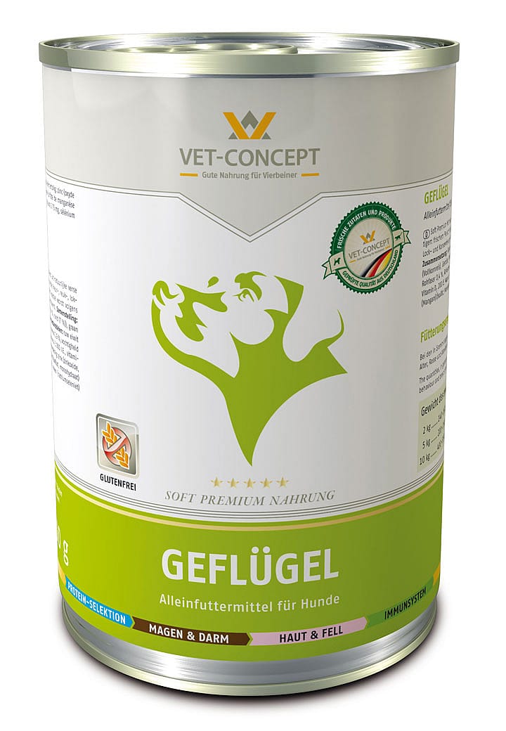 Vet-Concept Gevogelte Hondenmenu 6 x 400 gram blikjes - Gevogelte