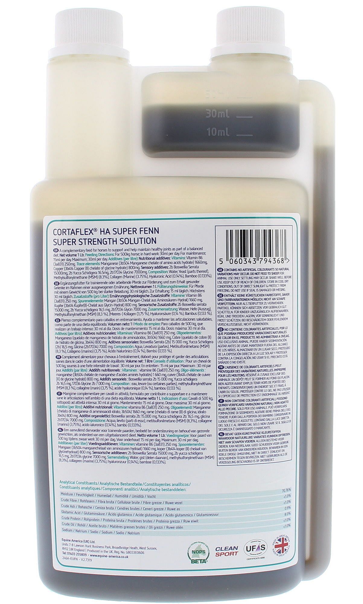 Equine America Cortaflex HA Super Fenn Super Strength HA Solution 1 liter