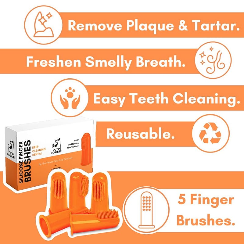 DogsLife Silicone Finger Toothbrushes Hond Kat 5 stuks