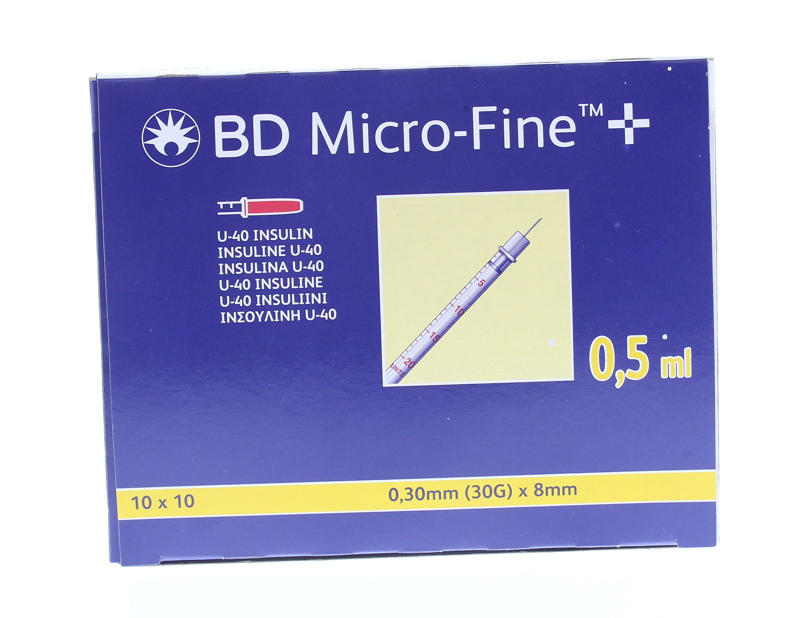 Spuitjes Insuline BD Micro-Fine U-40 Hond Kat 100 stuks 0.5 ml