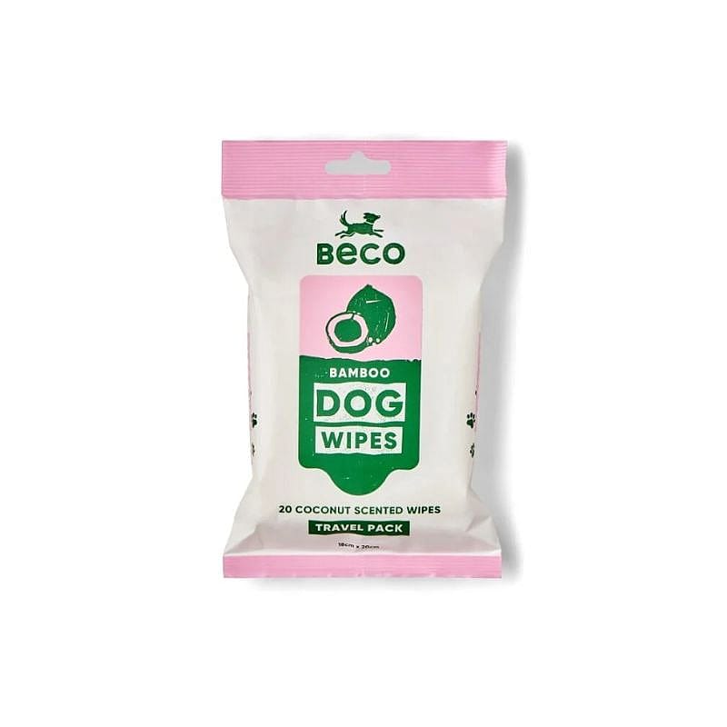 Beco BAMBOO Dog Wipes Travel 20 pack Hond Coconut Scented