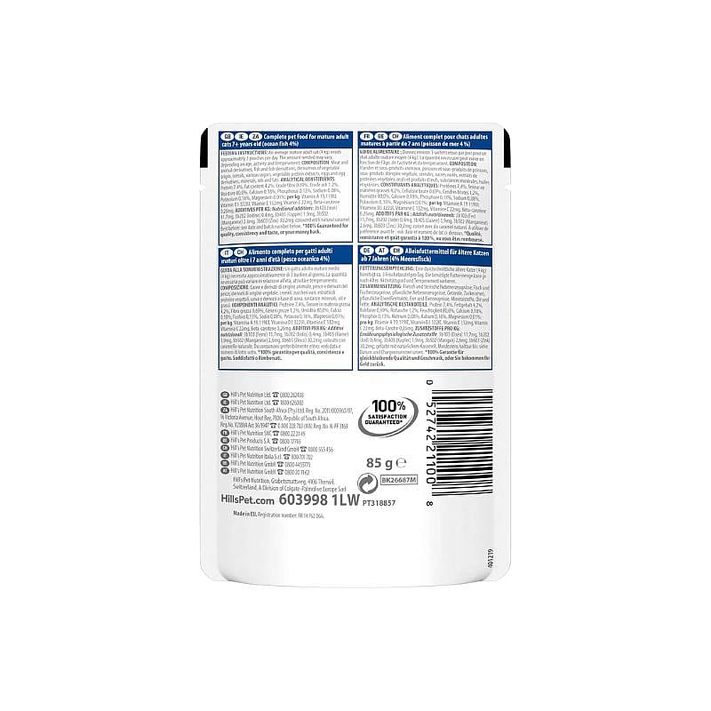 Hill's Science Plan Mature Adult Natvoer Kat 12 x 85 gram Vis