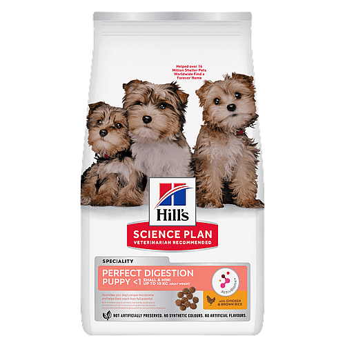 Hill's Science Plan Perfect Digestion Small & Mini Puppyvoer Kip & Rijst