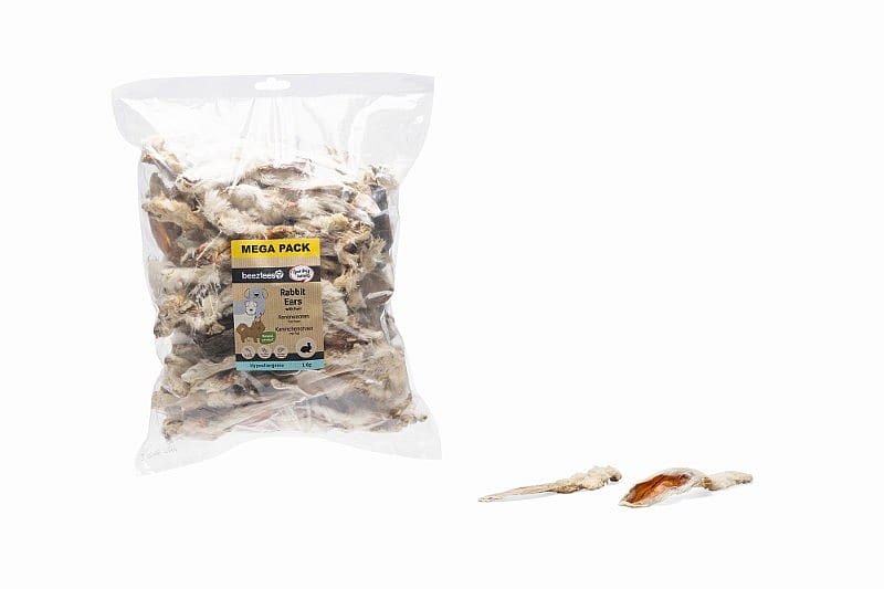 Beeztees Konijnenoren met Haar Mega Pack Hondensnack 1 kg