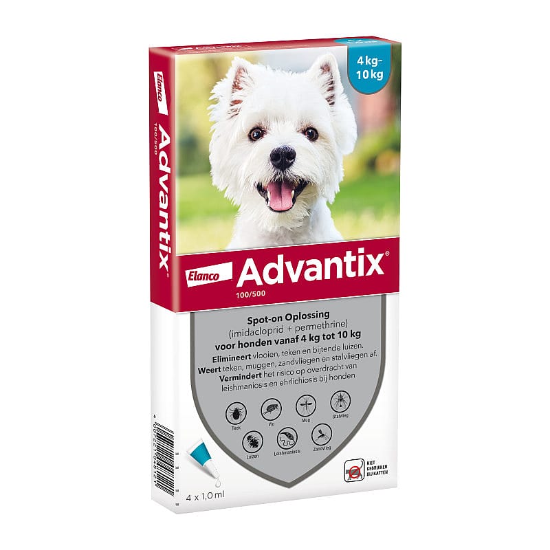 Advantix Spot-on Hond 4 pipetten - 4 - 10 kg - 100/500