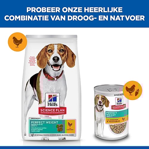 Hill's Science Plan Perfect Weight Medium Adult Hondenvoer Kip