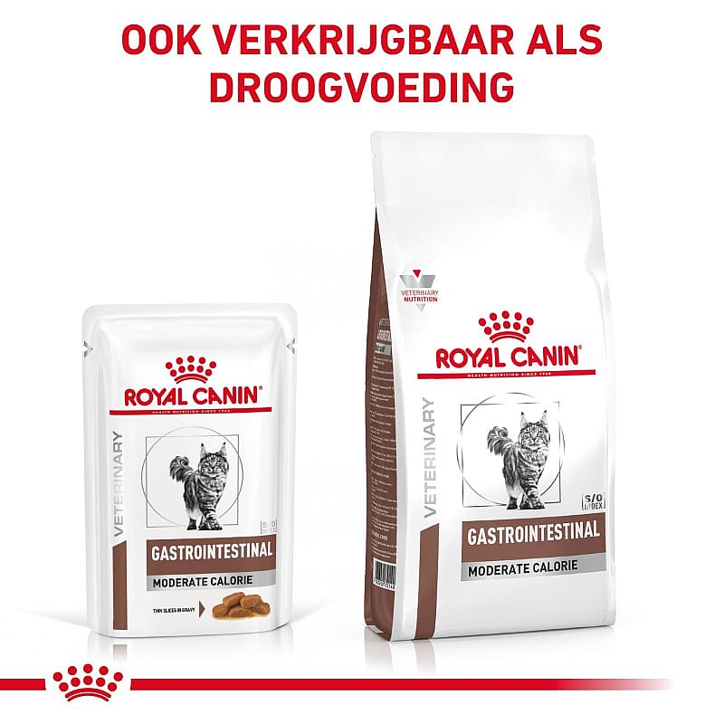 Royal Canin Gastrointestinal Moderate Calorie Kat 12 x 85 gram maaltijdzakjes