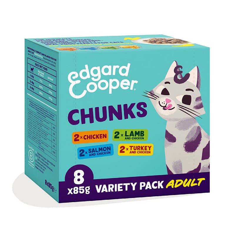 Edgard & Cooper Blikjes Chunks Multipack Adult Kat 8 x 85 gram