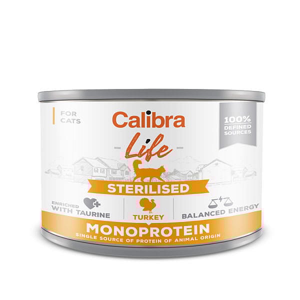 Calibra Kat Life Sterilised Blikjes Kalkoen 6 x 200 gram