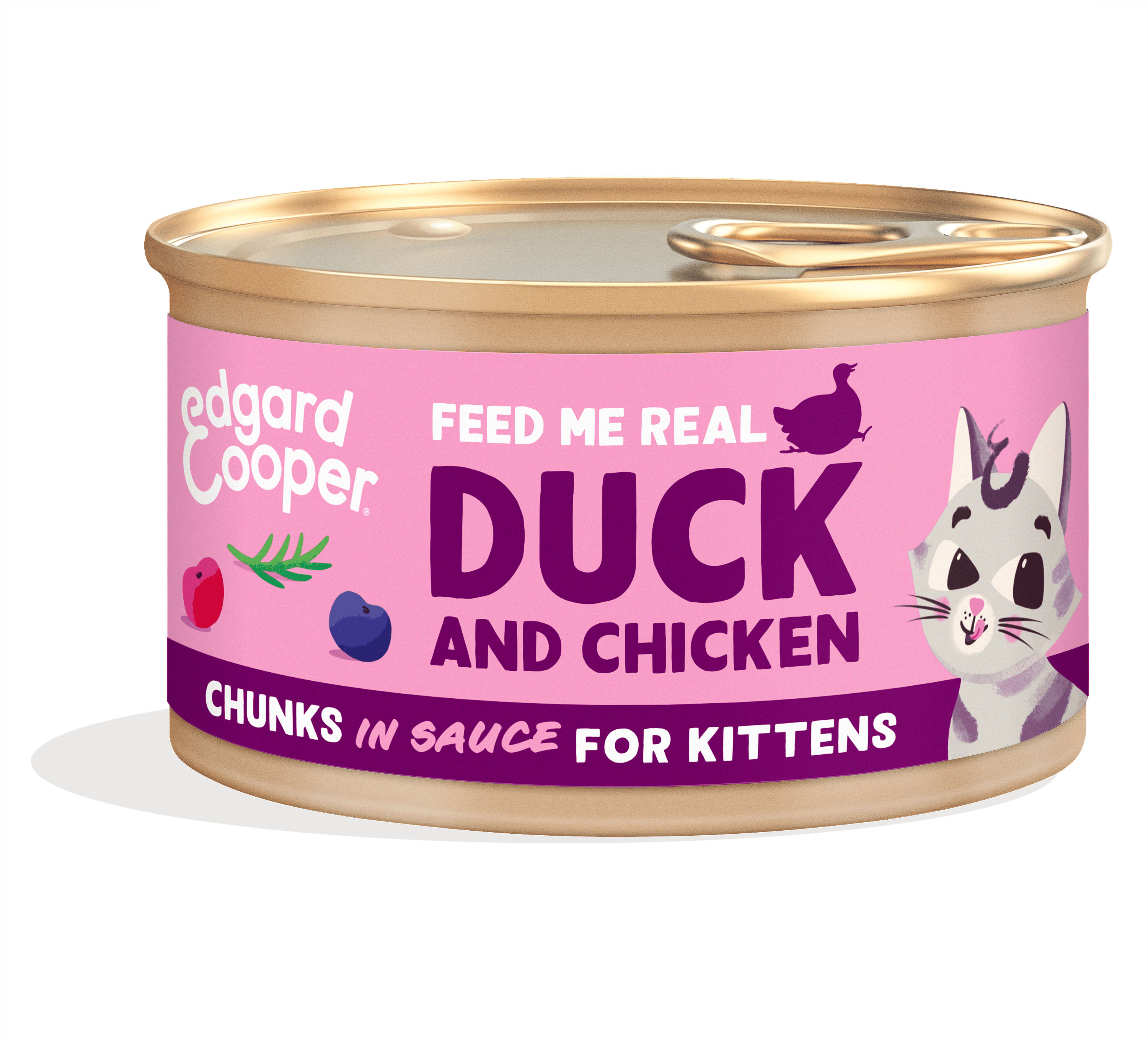 Edgard & Cooper Blikjes Eend en Kip Chunks Kitten 18 x 85 gram