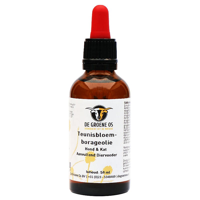 Groene Os Teunisbloem-borageolie Hond Kat 50 ml druppelflacon