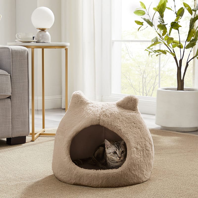 Outward Hound Meow Hut Pluche Kat Taupe