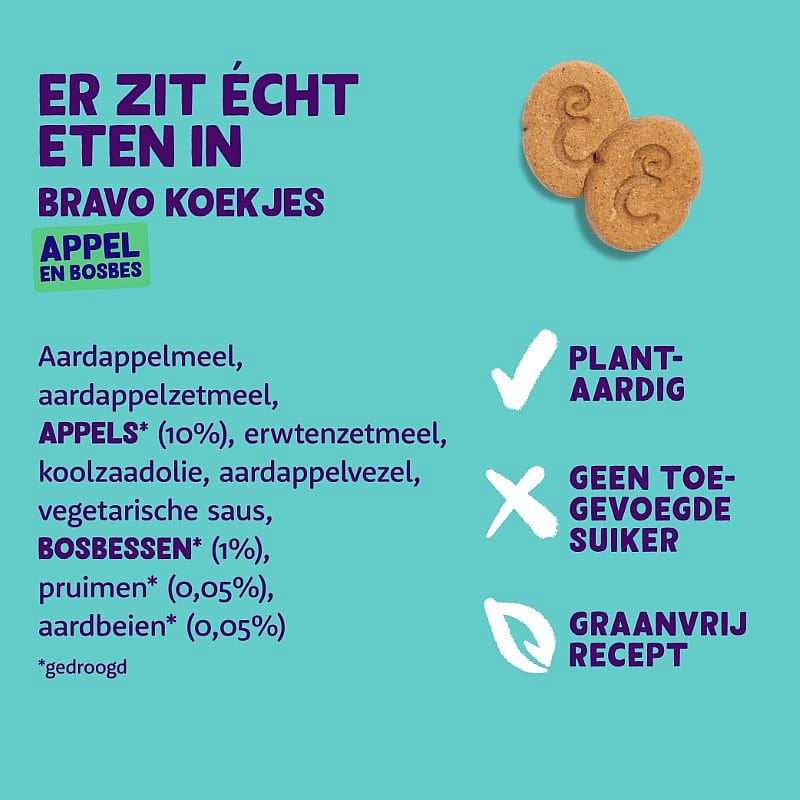 Edgard & Cooper Bravo Biscuits Appel & Bosbes 400 gram