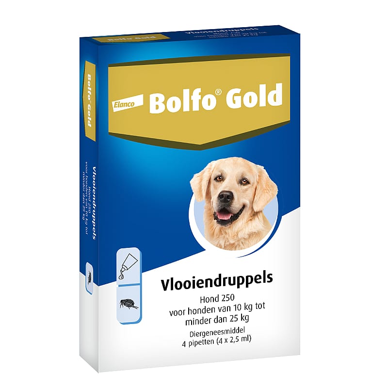 Bolfo Gold Hond 10 - 25 kg - 4 pipetten - 250 mg