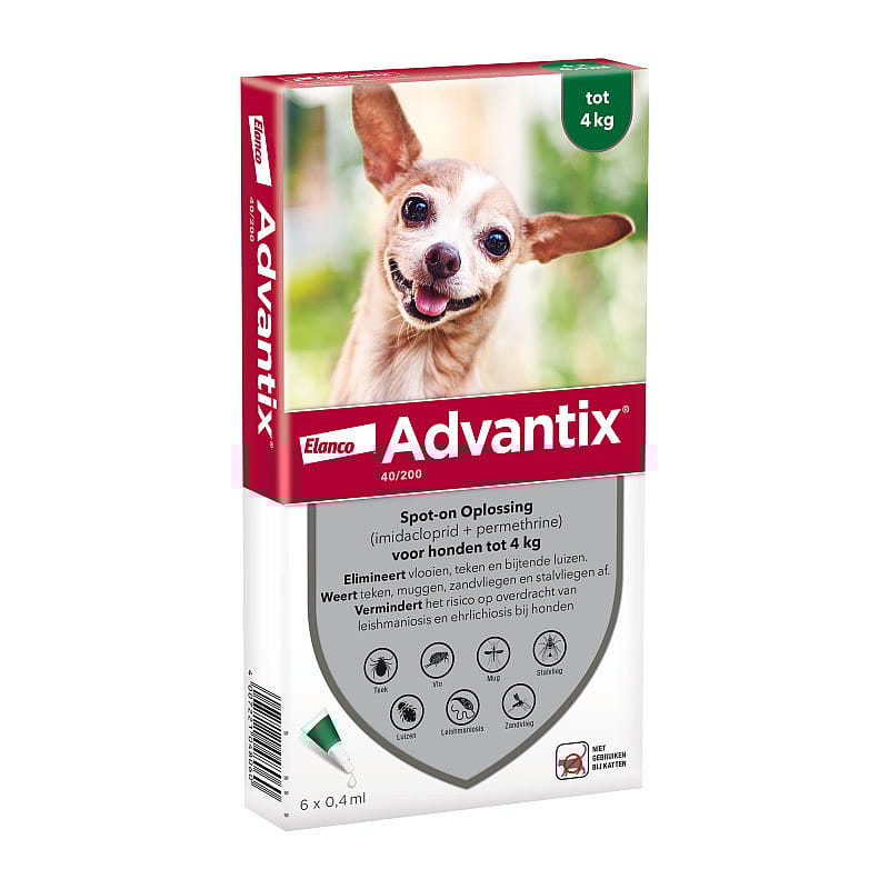 Advantix Spot-on Hond 6 pipetten - < 4 kg - 40/200