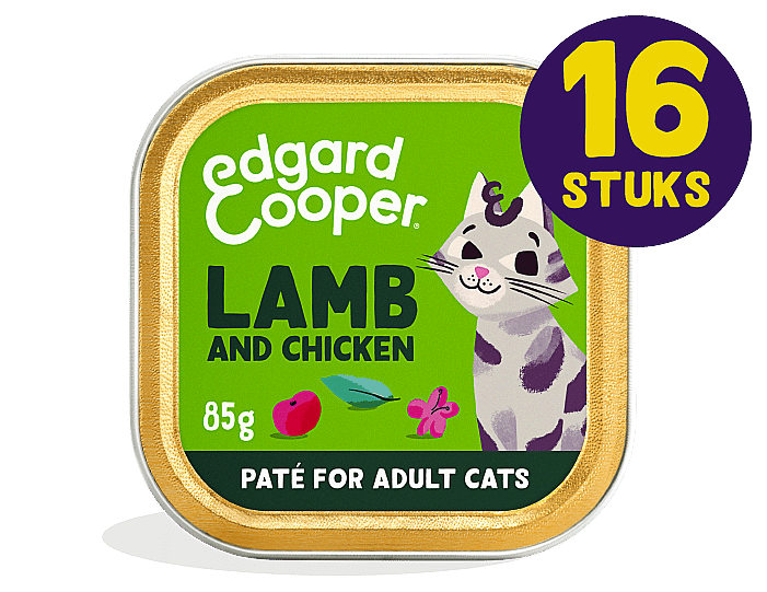Edgard & Cooper Kuipjes Lam en Kip Pate Adult Kat 16 x 85 gram