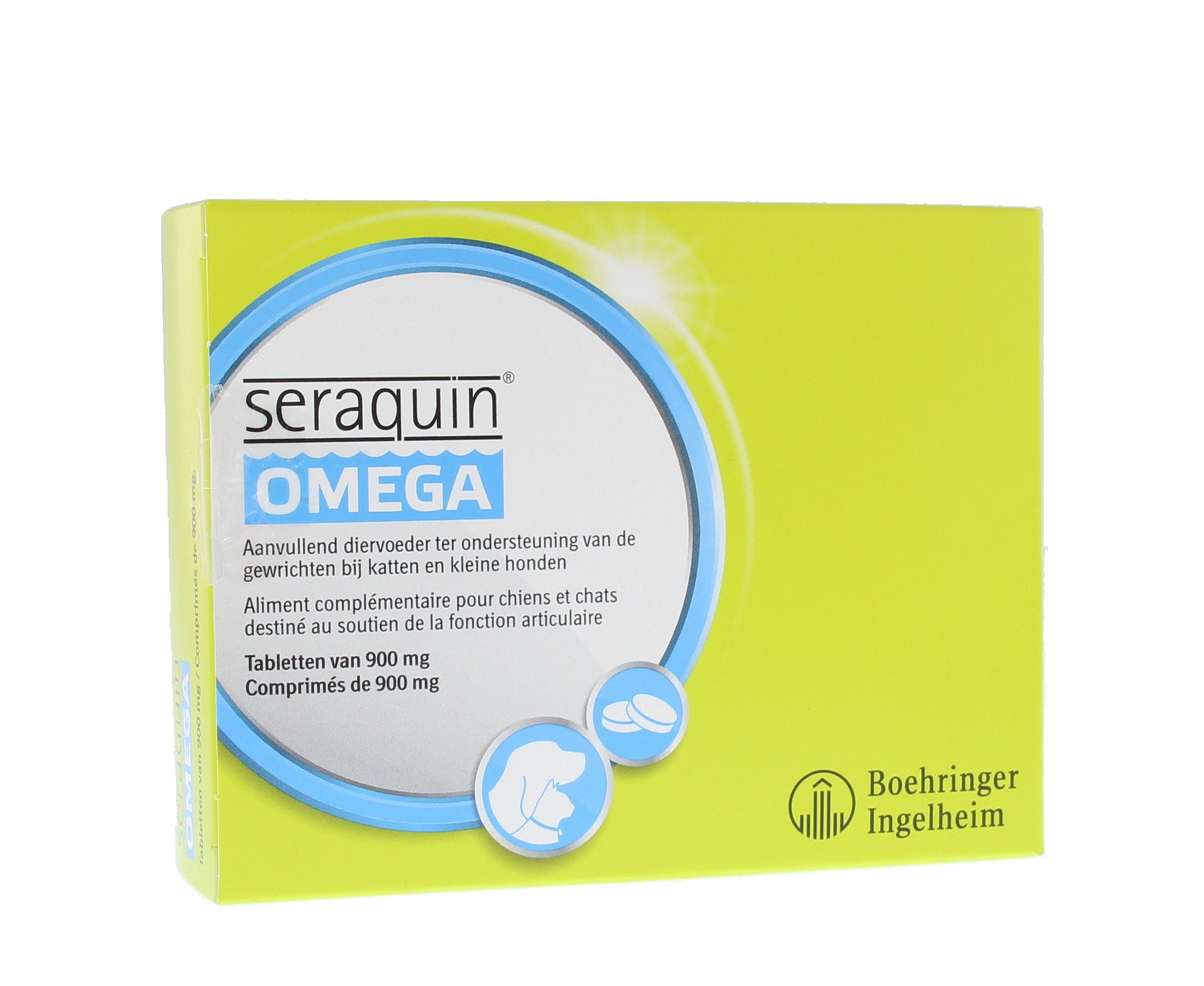 Seraquin Omega 60 tabletten – Gewrichtssupplement met omega 3 en kurkuma voor katten en kleine honden