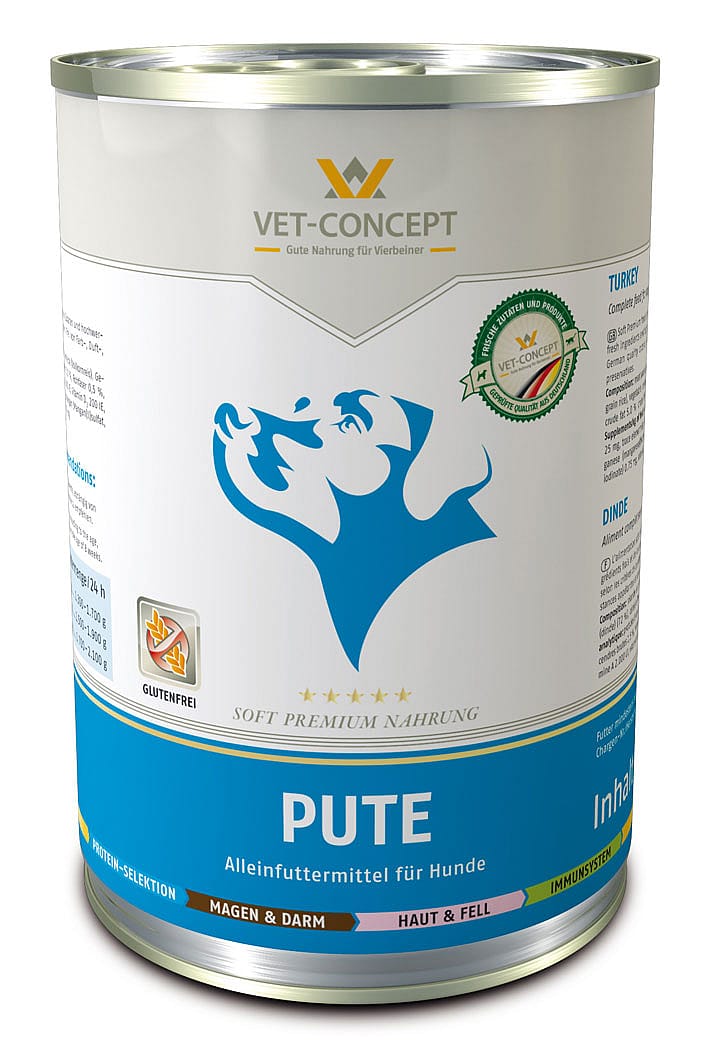 Vet-Concept Kalkoen Hondenmenu 6 x 400 gram blikjes - Kalkoen