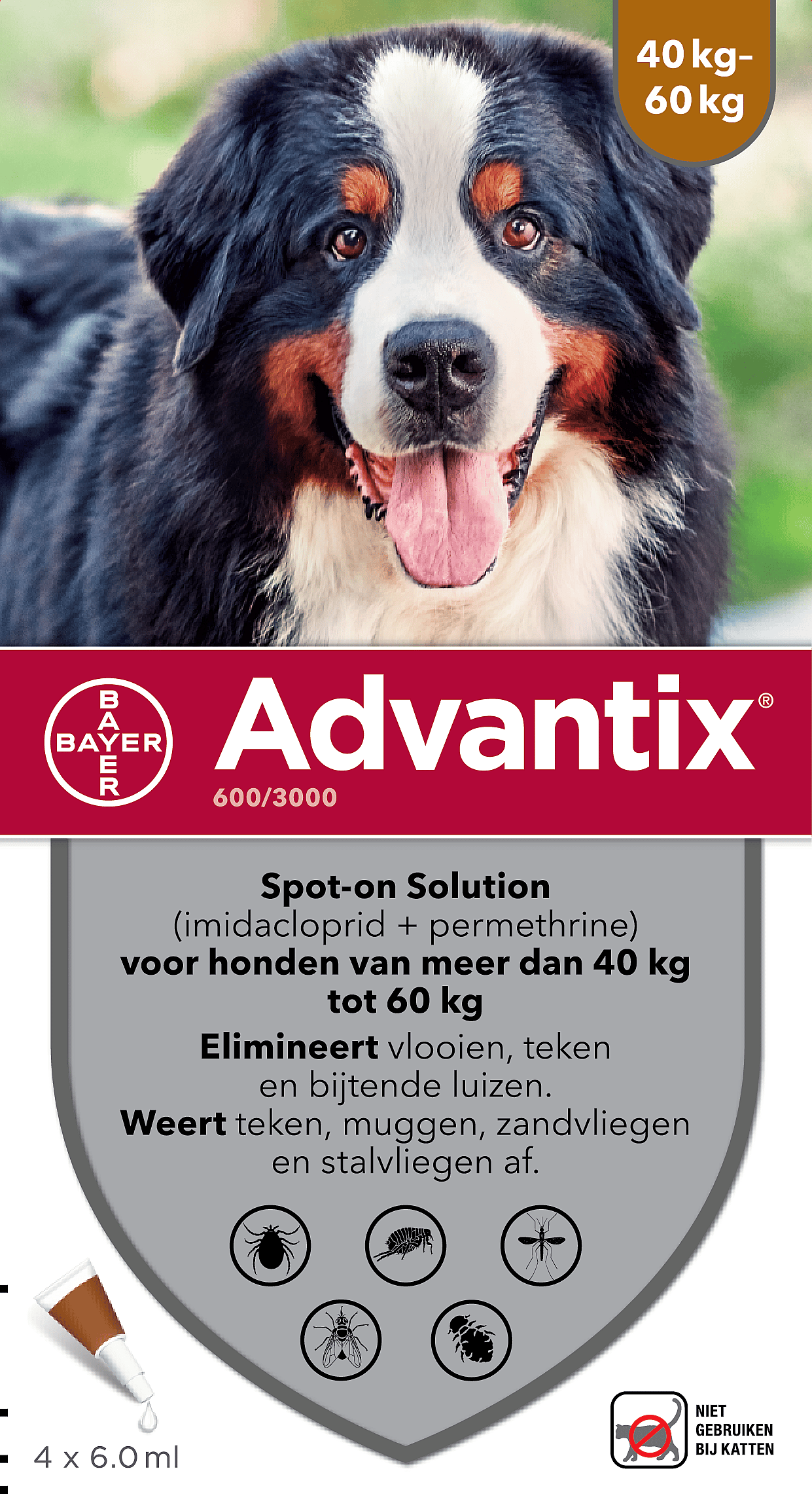 Advantix Spot-on Hond 4 pipetten - 40 - 60 kg - 600/3000