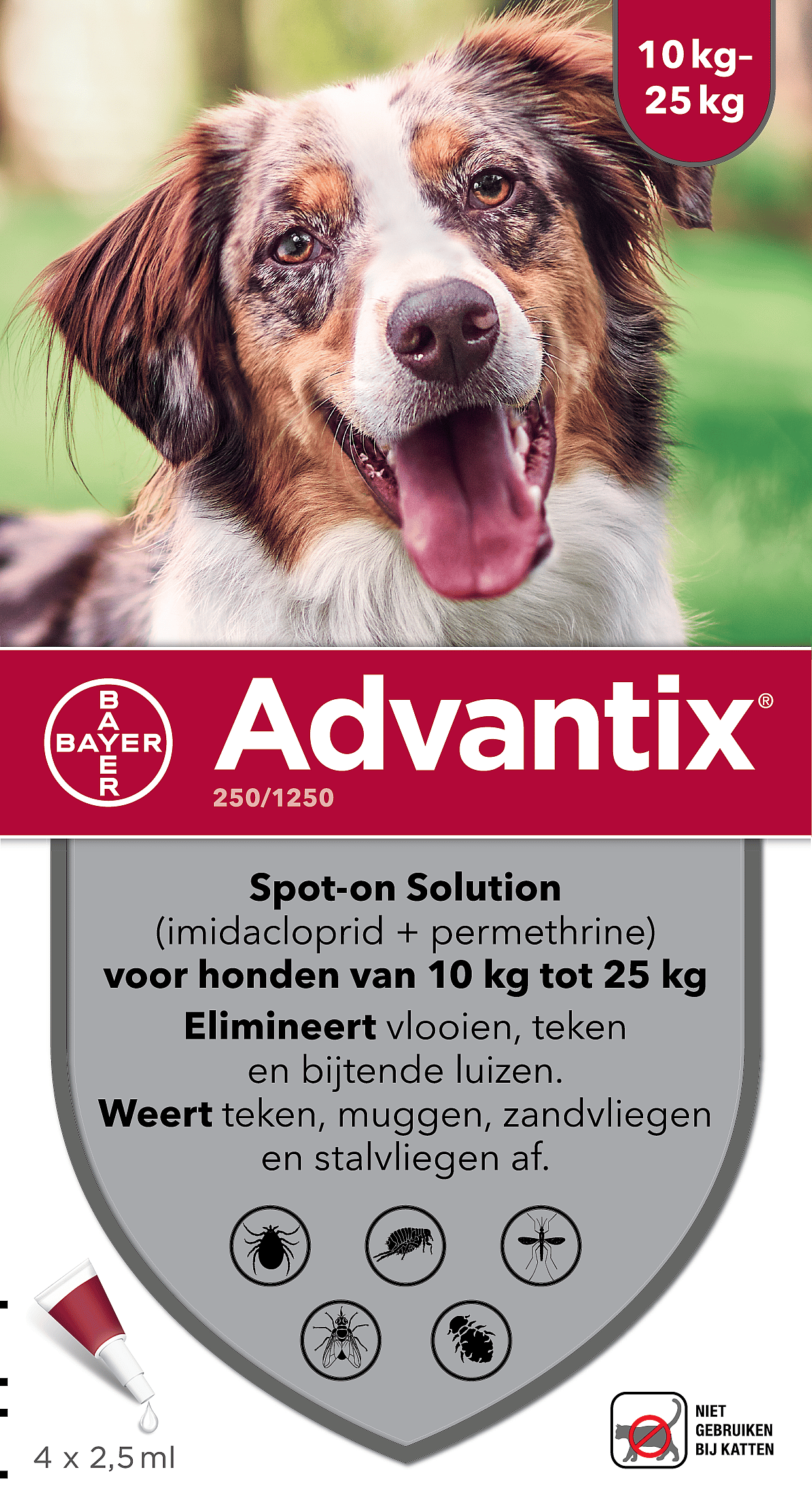 Advantix Spot-on Hond 4 pipetten - 10 - 25 kg - 250/1250