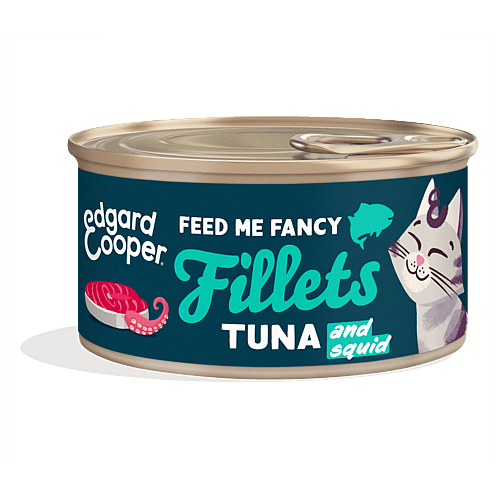 Edgard & Cooper Blikjes Tonijn en Inktvis Fancy Fillets Kat 24 x 70 gram