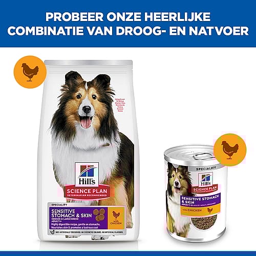 Hill's Science Plan Sensitive Stomach & Skin Adult Hondenvoer met Kip 14 kg - Medium breed