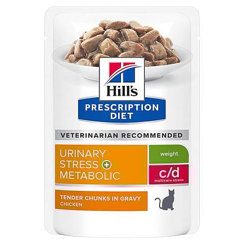 Hill's Prescription Diet CD Urinary Stress + Metabolic Kattenvoer Kip 12 x 85 gram thin slices in gravy