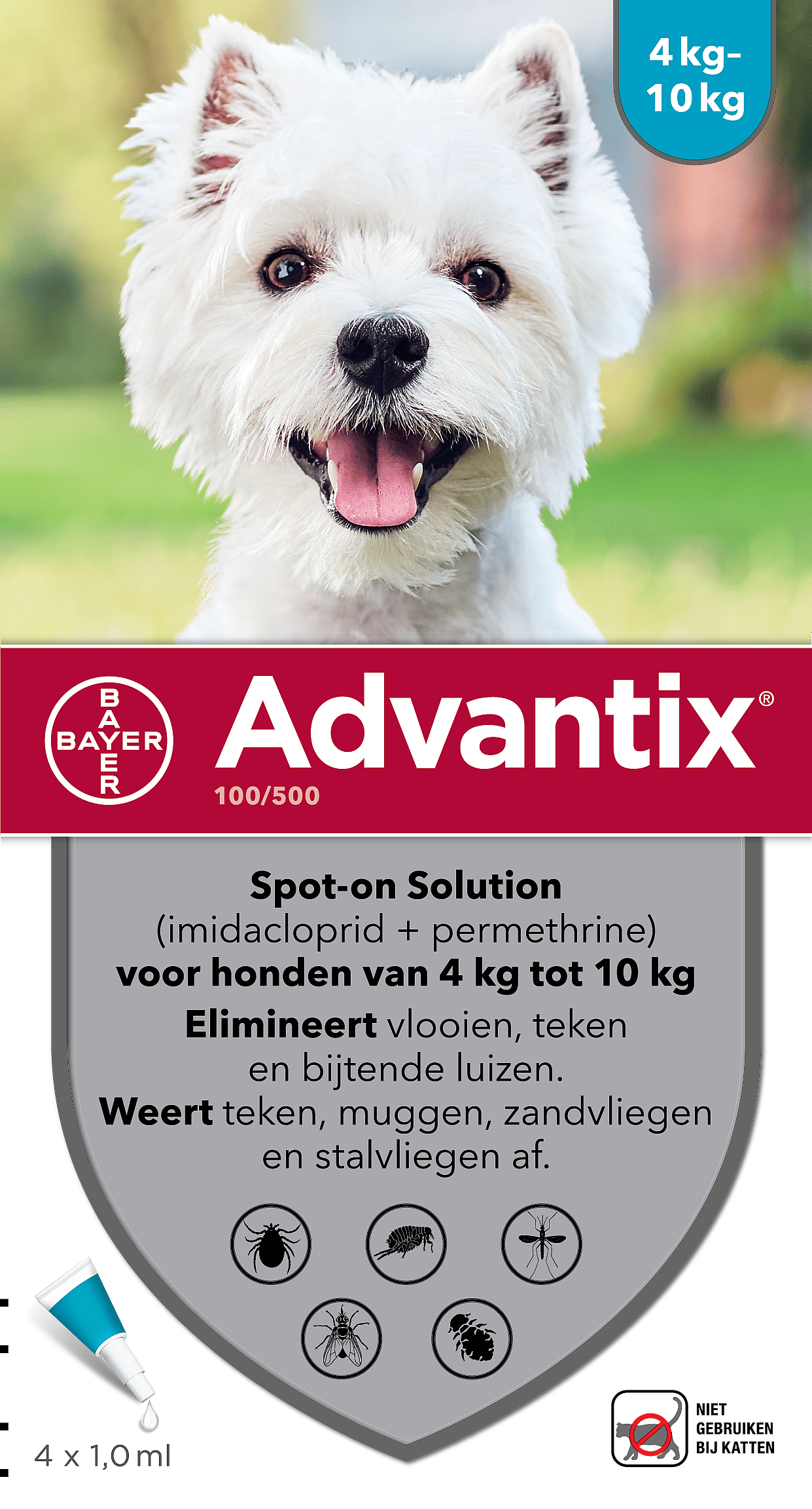 Advantix Spot-on Hond 4 pipetten - 4 - 10 kg - 100/500