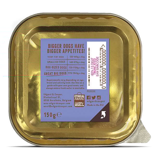 Edgard & Cooper Adult Hondenvoer Kuipjes Rund en Eend 11 x 150 gram