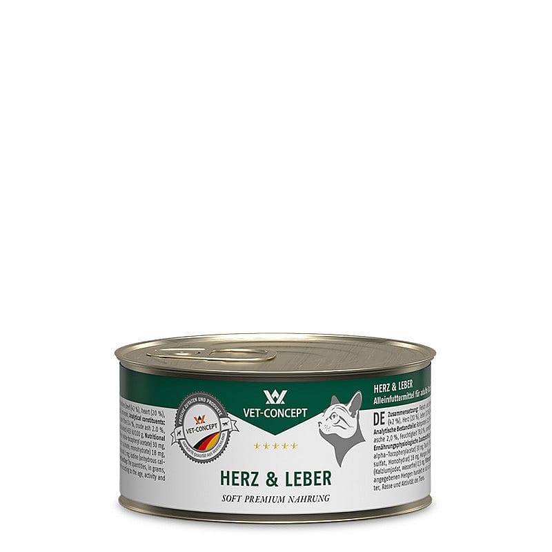 Vet-Concept Hart en Lever Kattenmenu 6 x 100 gram blikjes