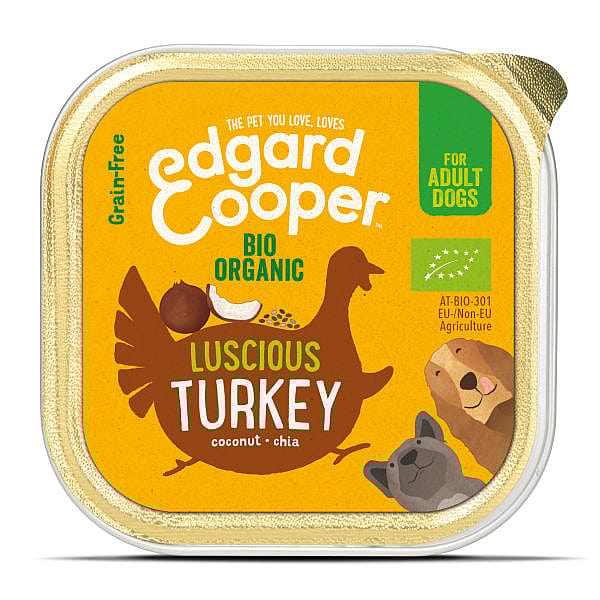 Edgard & Cooper Adult Hondenvoer Biologisch Kuipjes Kalkoen 17 x 100 gram
