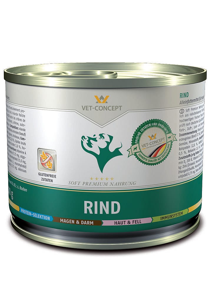 Vet-Concept Rund Hondenmenu 6 x 200 gram blikjes - Rund