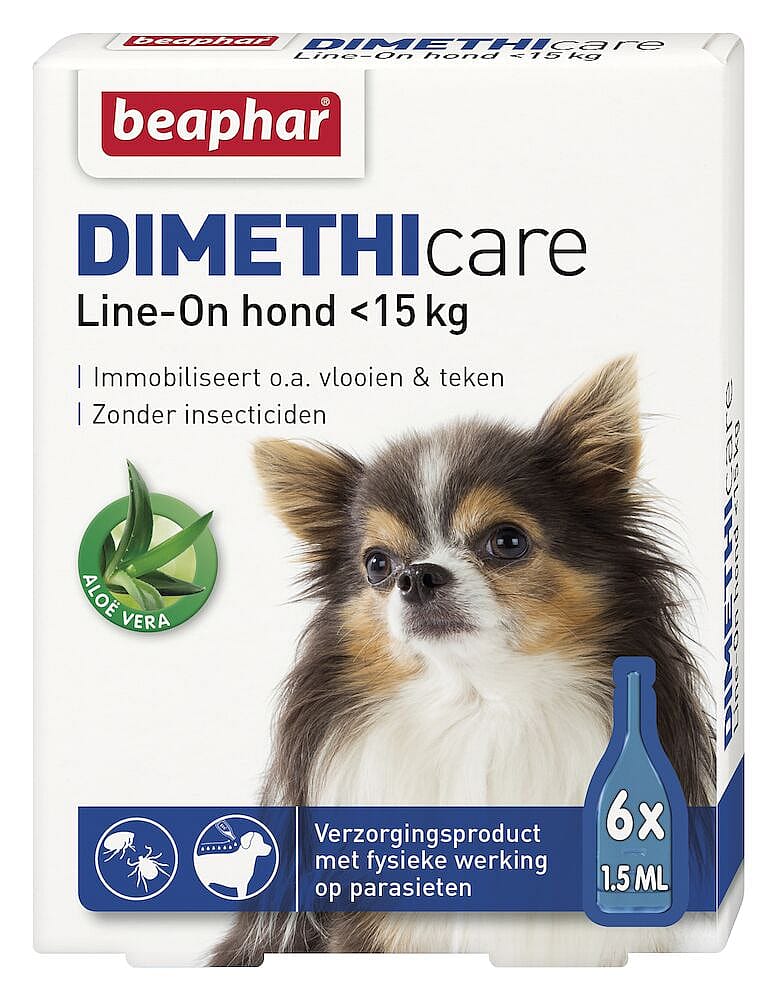 Beaphar Dimethicare Line-On Vlo Teek Hond 0 - 15 kg - 6 pipetten