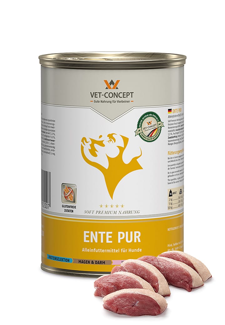 Vet-Concept Eend Puur Hondenmenu 6 x 400 gram blikjes - Eend