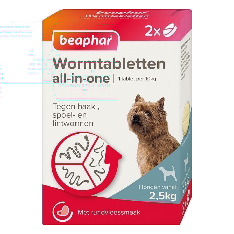 Beaphar Wormtabletten All-in-one Hond 2.5 - 20 kg - 2 stuks