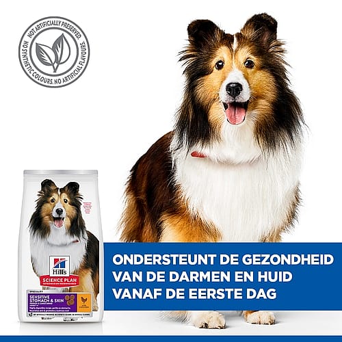 Hill's Science Plan Sensitive Stomach & Skin Adult Hondenvoer met Kip 14 kg - Medium breed