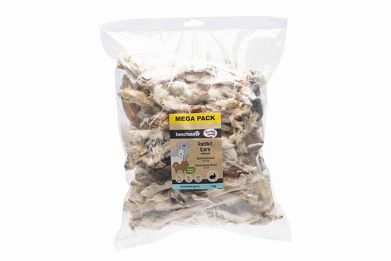 Beeztees Konijnenoren met Haar Mega Pack Hondensnack 1 kg