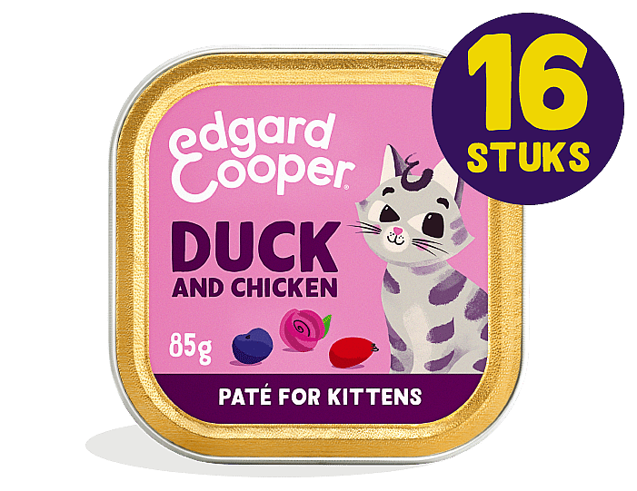 Edgard & Cooper Kuipjes Eend en Kip Pate Kitten 16 x 85 gram