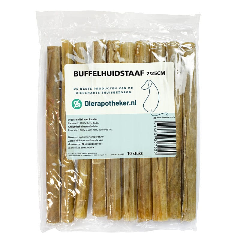 Dierapotheker Buffelhuidstaaf 25 cm Hond 10 stuks