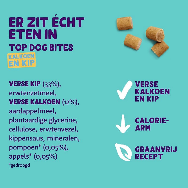 Edgard & Cooper Top Dog Bites Kalkoen & Kip 50 gram small