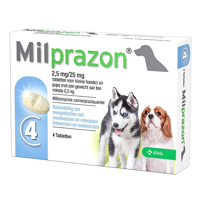 Milprazon Ontwormingstablet Kleine Hond en Puppy 4 tabletten - 2.5 mg