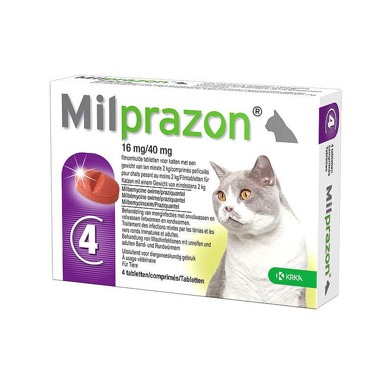 Milprazon Ontwormingstablet Grote Kat 4 tabletten - 16 mg