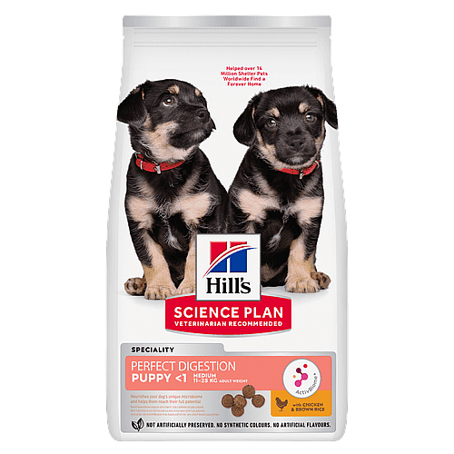 Hill's Science Plan Perfect Digestion Medium Puppyvoer Kip & Rijst