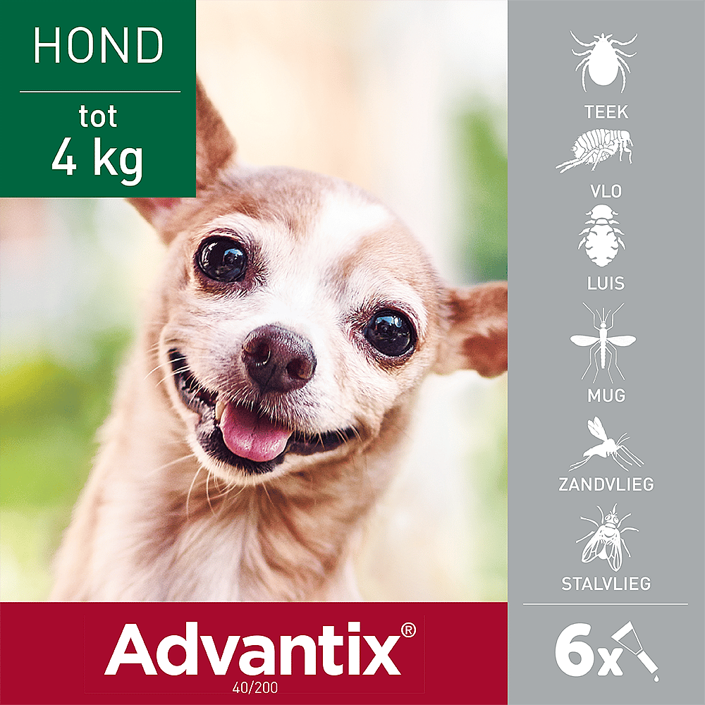 Advantix Spot-on Hond 6 pipetten - < 4 kg - 40/200