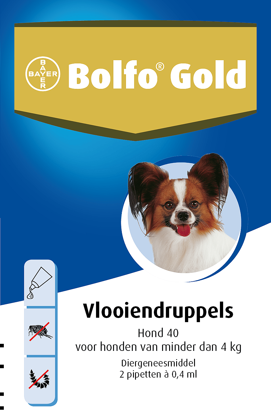 Bolfo Gold Hond tot 4 kg - 2 pipetten - 40 mg